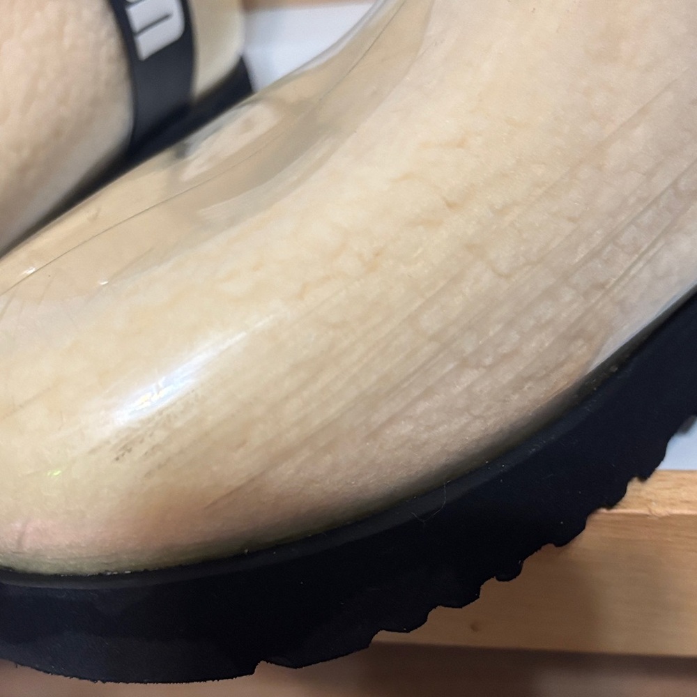 UGG Classic Clear PVC Shearling Short Waterproof Boots with Pale Yellow Lining - Picture 13 of 16